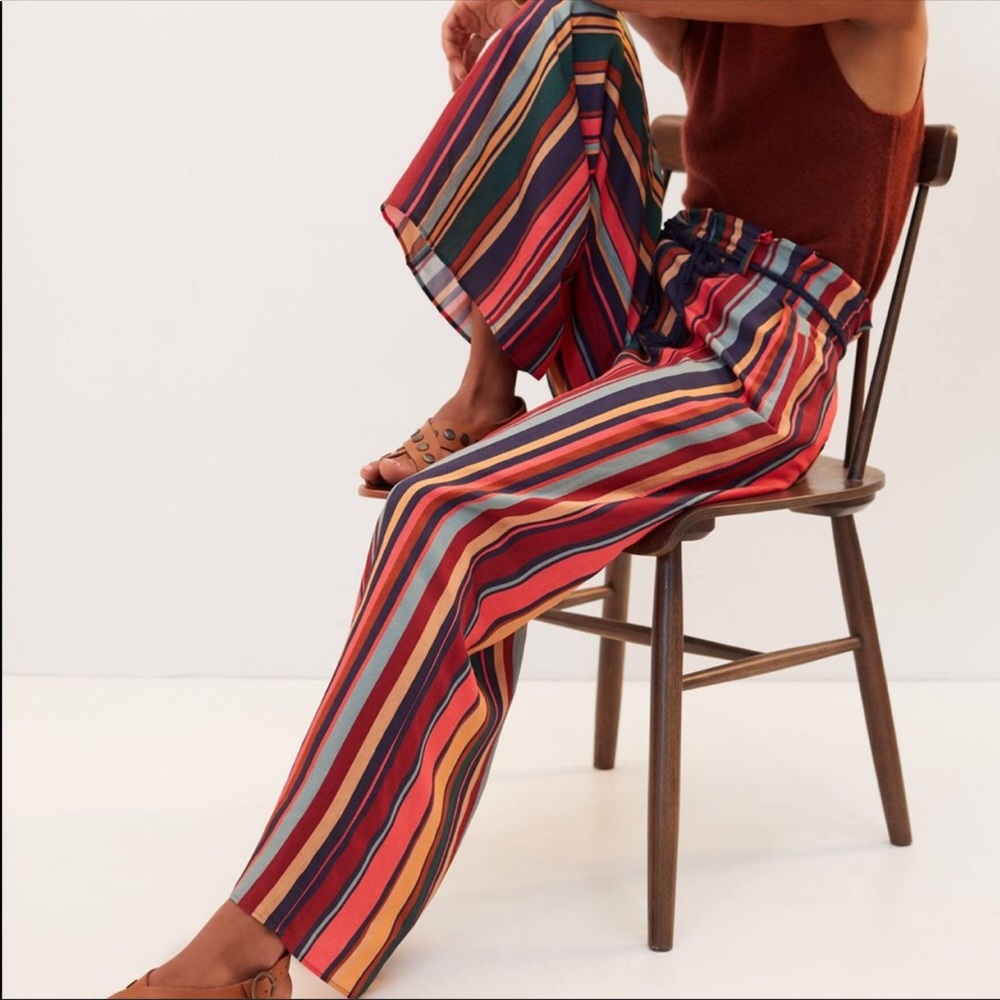 Anthropologie Farm Rio Augustine Wide-Leg Pants Stripe